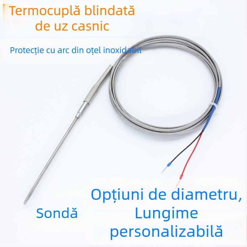 Sondă termocuplă protejată tip K – senzor de temperatură, rezistent la temperaturi înalte, precizie înaltă