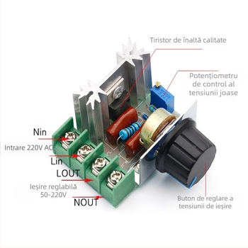 Regulator SCR pentru motor, 2000W, 220V, modul electronic pentru reglarea vitezei, a luminozității și a temperaturii