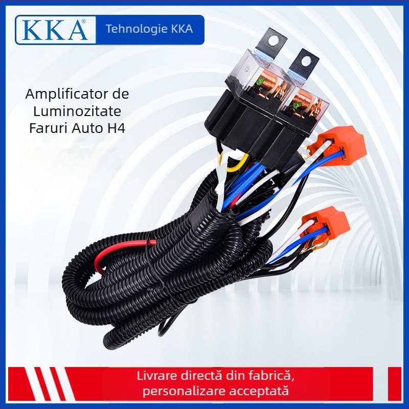 Kit de îmbunătățire a farurilor H4 cu cablaj întărit și releu pentru lumina înaltă și joasă