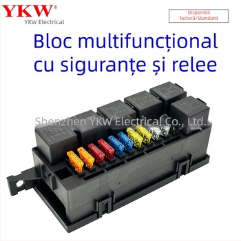Modul central de control auto cu cutie de relee, siguranțe multi-canal, cablare, faruri de proiecție modificate și faruri de ceață pentru vehicule comerciale