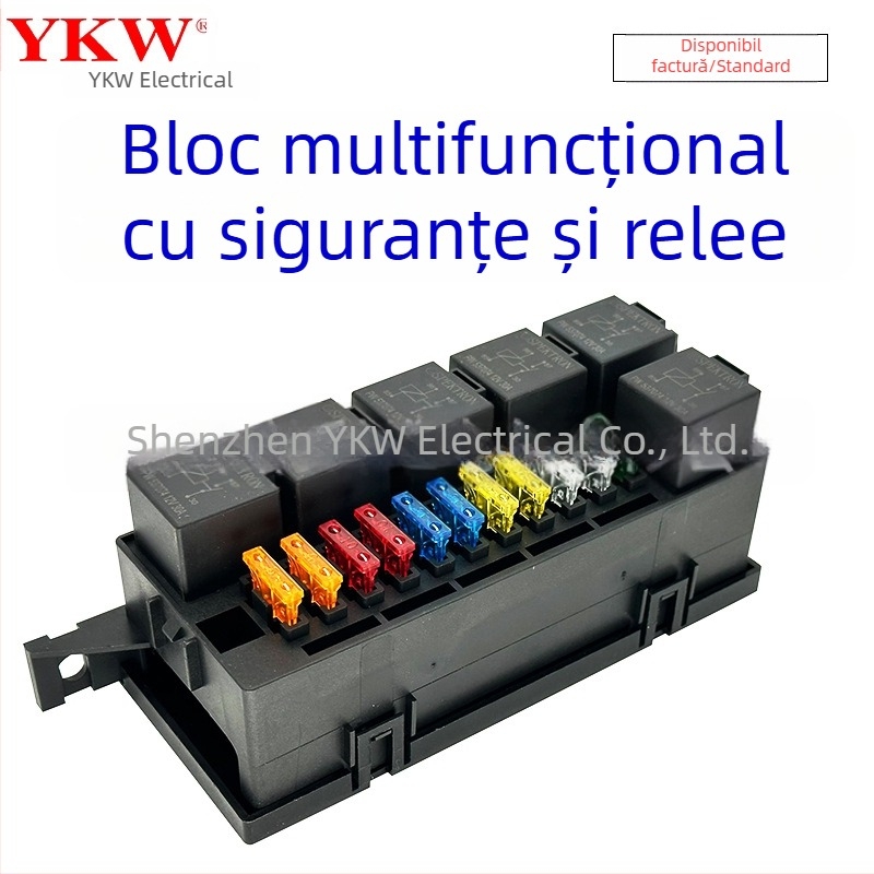 Modul central de control auto cu cutie de relee, siguranțe multi-canal, cablare, faruri de proiecție modificate și faruri de ceață pentru vehicule comerciale