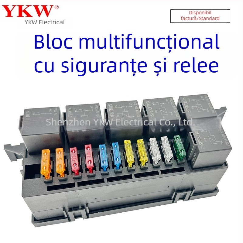 Modul central de control auto cu cutie de relee, siguranțe multi-canal, cablare, faruri de proiecție modificate și faruri de ceață pentru vehicule comerciale