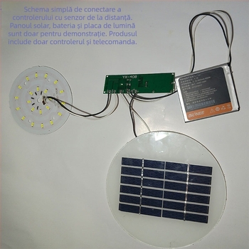Regulator solar pentru lumină cu senzor de lumină, temporizator și senzor radar cu microunde, circuit de încărcare și descărcare pentru baterie litiu 3,7V
