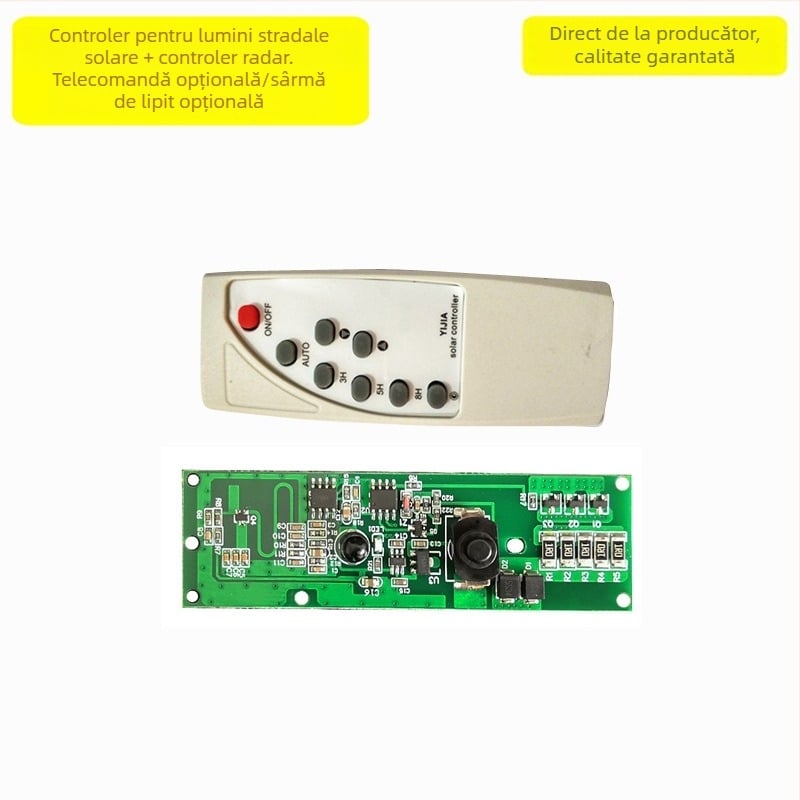 Regulator solar pentru lumină cu senzor de lumină, temporizator și senzor radar cu microunde, circuit de încărcare și descărcare pentru baterie litiu 3,7V