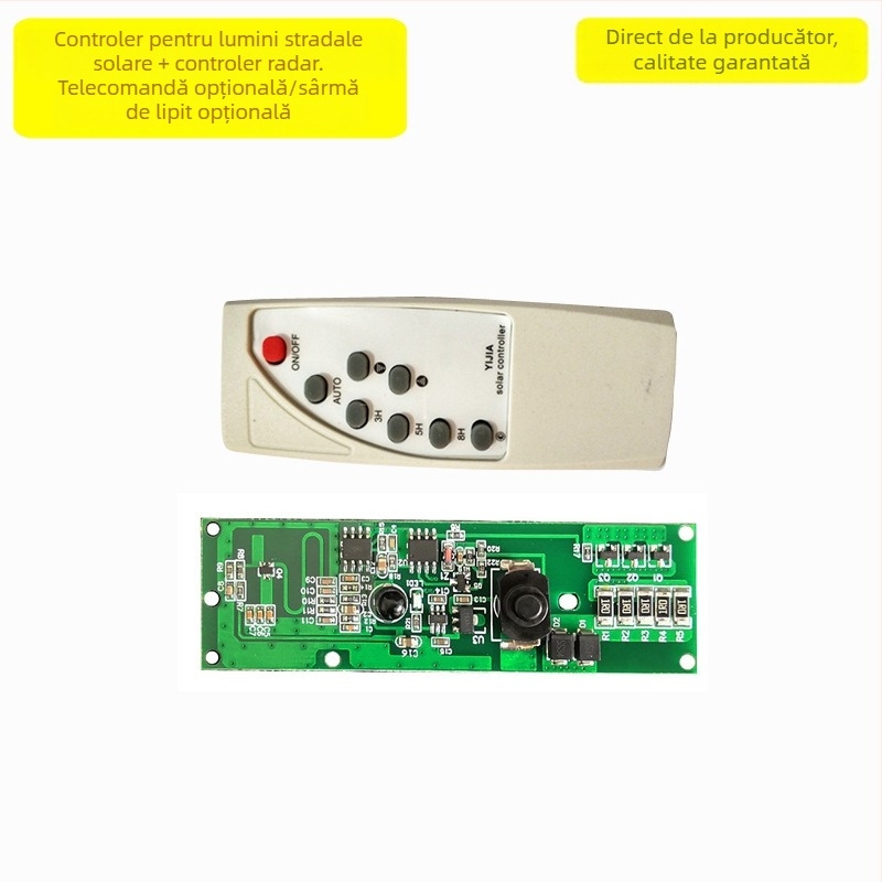 Regulator solar pentru lumină cu senzor de lumină, temporizator și senzor radar cu microunde, circuit de încărcare și descărcare pentru baterie litiu 3,7V