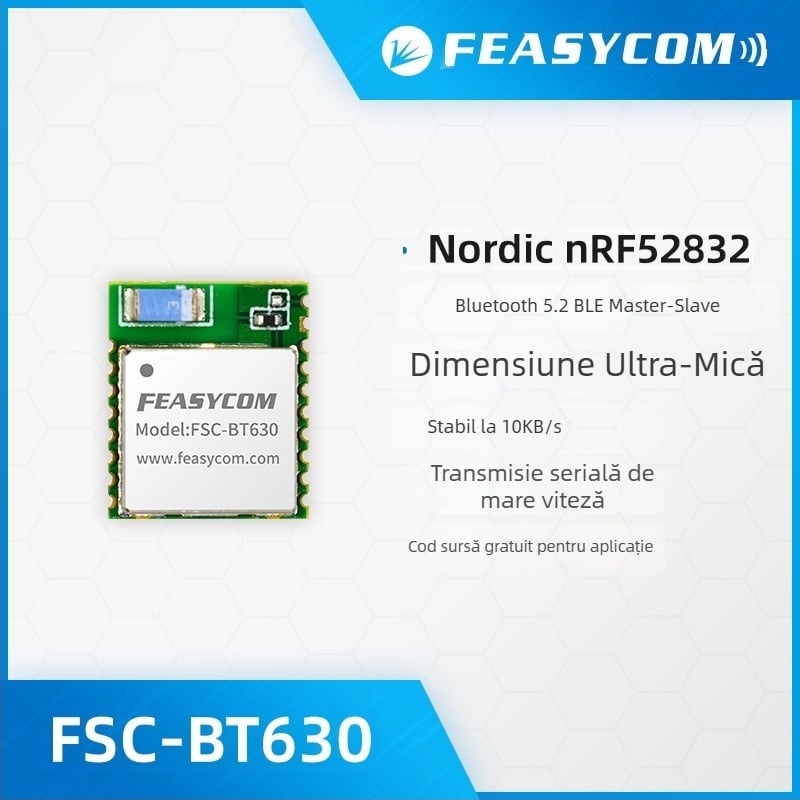 Feiyitong nRF52832 Bluetooth 5.2 Master–Slave modul BLE integrat pentru transmisie serială transparentă, cu consum redus de energie