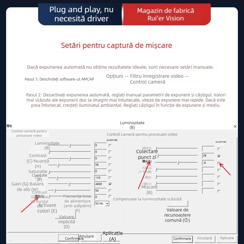 Modul cameră USB 2.0, 2.0MP, 1080p, 90fps, focalizare manuală, fără drivere, pentru desktop, laptop, videoconferințe și camere de securitate