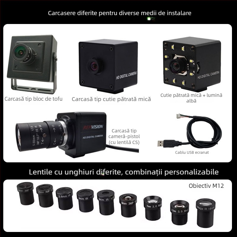 Modul cameră USB 2.0, 2.0MP, 1080p, 90fps, focalizare manuală, fără drivere, pentru desktop, laptop, videoconferințe și camere de securitate