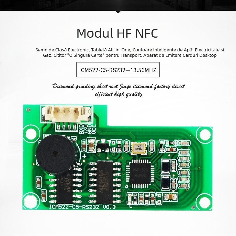 Modul de citire RFID/NFC cu interfață RS232 sau TTL, cititor de carduri încorporat, frecvență înaltă