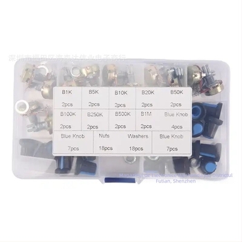 WH148 18 bucăți – potențiometru rotativ cu comutator pentru amplificator de putere – B1K/20K/50K/100/500K/1M