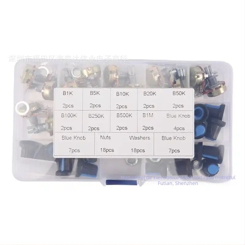 WH148 18 bucăți – potențiometru rotativ cu comutator pentru amplificator de putere – B1K/20K/50K/100/500K/1M