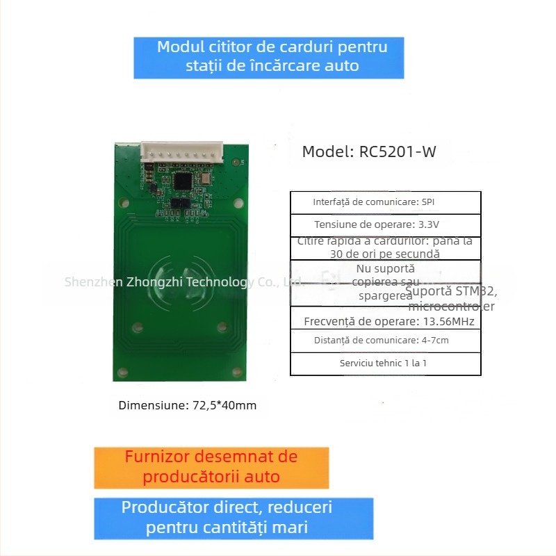 Modul NFC pentru citire și scriere RC5201 pentru stații de încărcare auto — BYD, Dongfeng, Guangzhou Auto și alți producători