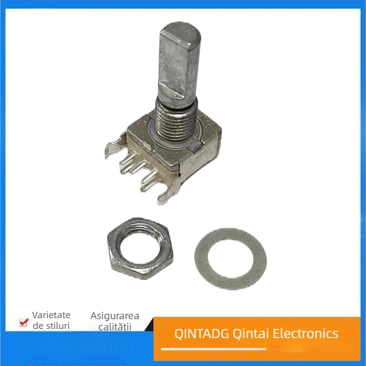 Encoder rotativ vertical cu 5 pini, rotație continuă, ax metalic și întrerupător, encoder incremental