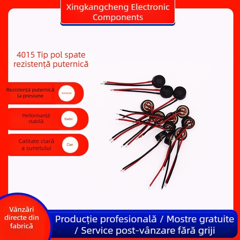 Capsulă microfon Back-electret 4015, cu rezistență ridicată la interferențe, cablu de 20 mm, microfon pentru telefon mobil