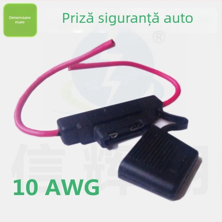 XHX006 Suport pentru siguranțe auto, mare, negru, etanș, cablu Nr. 8, secțiune 5,1 mm², lungime 38 cm