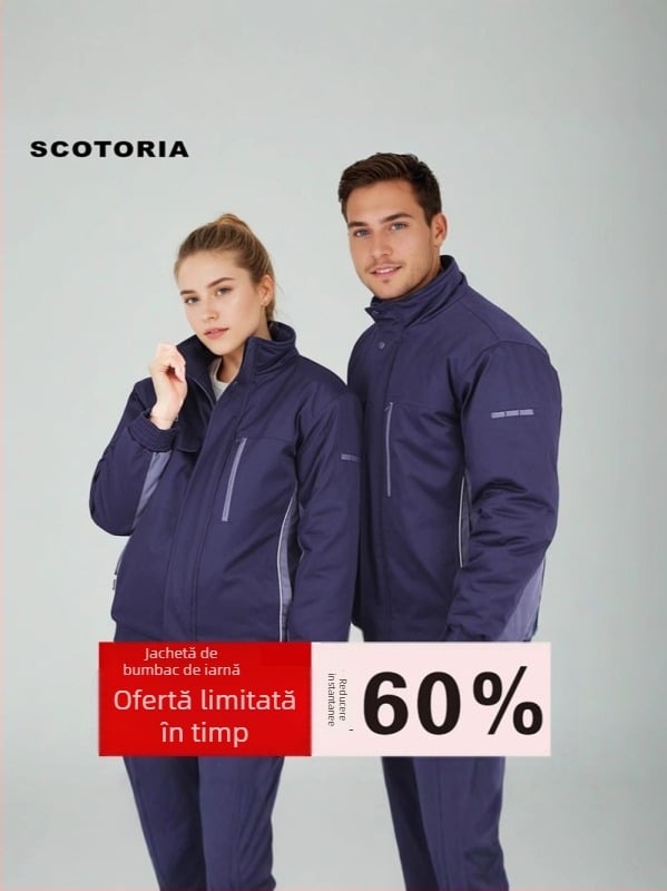 Geacă de iarnă din bumbac, multifuncțională, exterior gros, cu fermoar, fără glugă, cu buzunare multiple