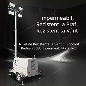 Vehicul mobil de iluminat de 7 m, cu tracțiune, turnuri de iluminat de 9 m, înălțime reglabilă, echipament de iluminat de urgență pentru zone pitorești noaptea