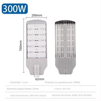 Cap LED modular pentru iluminat stradal – 250W, aluminiu, IP65, Ltlu088, pentru drumuri municipale și rurale
