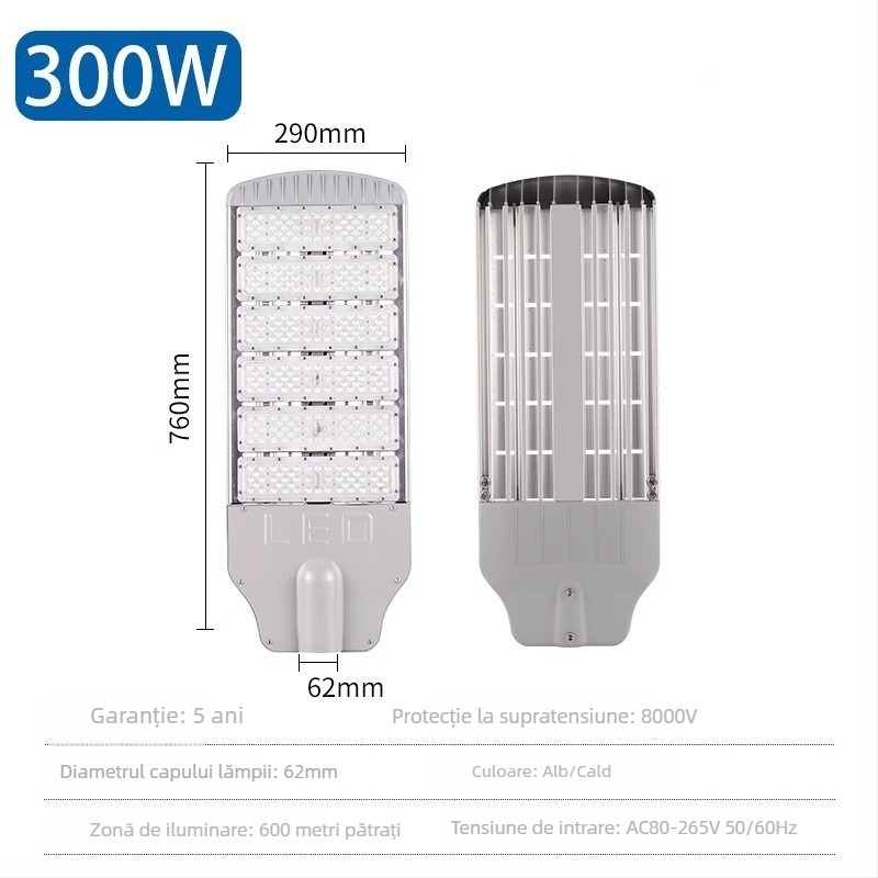 Cap LED modular pentru iluminat stradal – 250W, aluminiu, IP65, Ltlu088, pentru drumuri municipale și rurale
