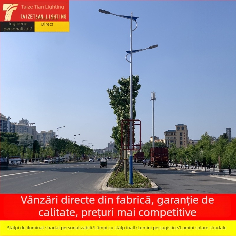 Stâlp LED pentru iluminat stradal, exterior, înălțime reglabilă 8–12 m
