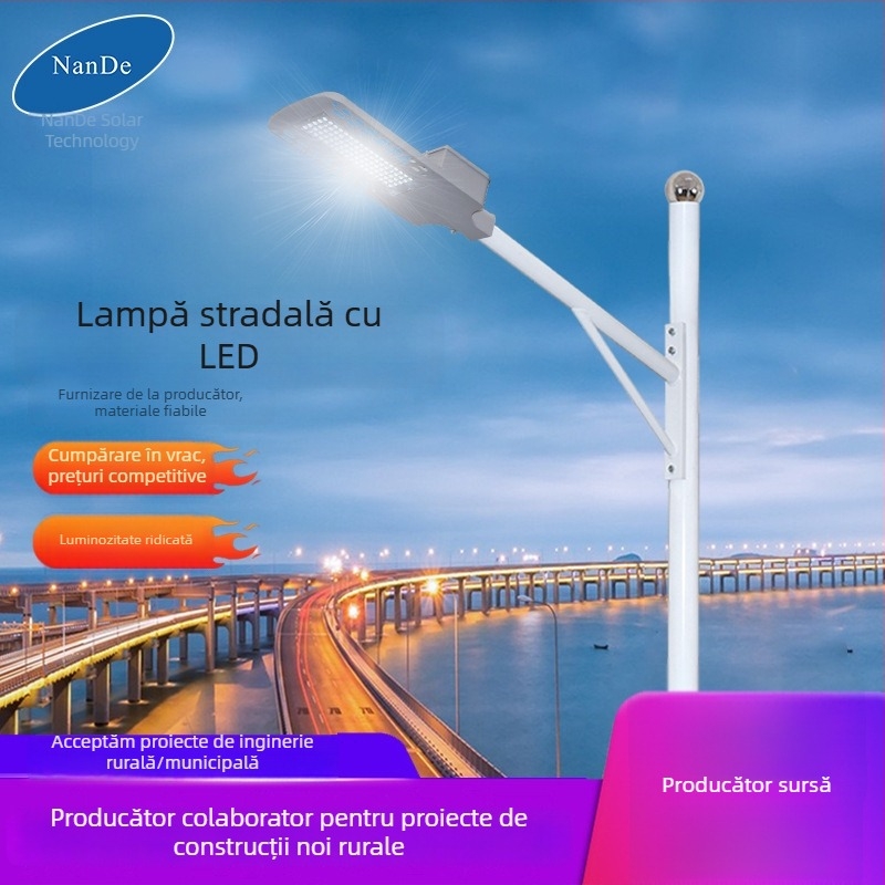Lampa stradală LED alimentată la rețea, înălțime 6–8 m, lampă exterioară de înaltă putere pentru proiecte rurale și autostrăzi