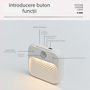 Lampă de noapte inteligentă cu senzor de mișcare, încărcare USB, pentru garderobă, hol, scări, bucătărie și dormitor; lumină colorată pentru alăptare