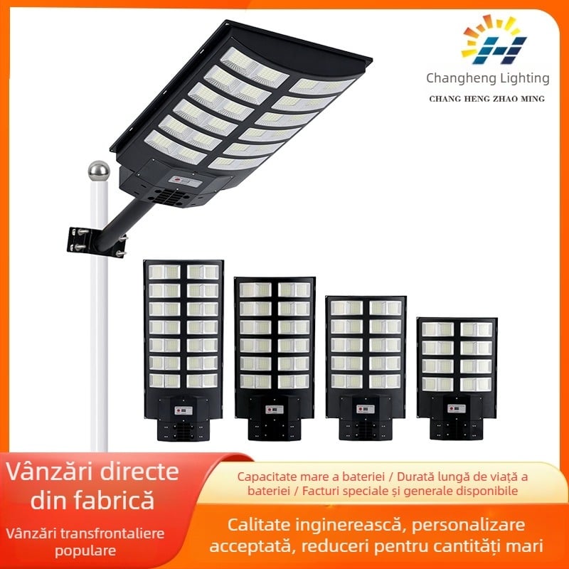Lampă stradală solară integrată pentru zone rurale, iluminat de grădină LED impermeabil, exterior, cu senzor radar