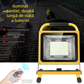 Reflector LED reîncărcabil pentru iluminat de urgență în casă; lampă portabilă ultra-lumină pentru întreruperi de curent, șantiere în aer liber și camping.