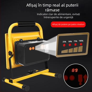 Reflector LED reîncărcabil pentru iluminat de urgență în casă; lampă portabilă ultra-lumină pentru întreruperi de curent, șantiere în aer liber și camping.