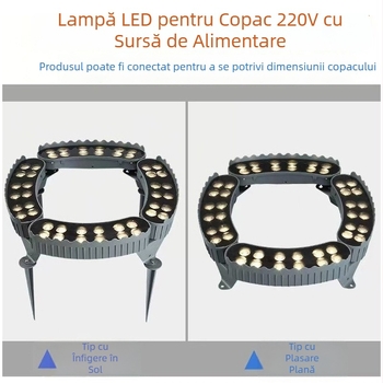 Proiector circular exterior pentru copaci și grădină, IP65 iluminare RGB