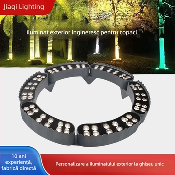 Lumină LED inelară pentru copaci – exterior, spot flood pentru grădină, corp din aluminiu, IP66, 24V, 12 LED