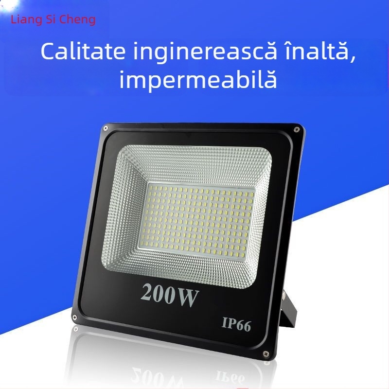 LED reflectator exterior, IP65 impermeabil, iluminat pentru grădină și fațade, 220V, 10–200W, 160 LED 2835, fascicul 180°, carcasă din aluminiu, 3000K/4000K/6500K, model LBT-FL001