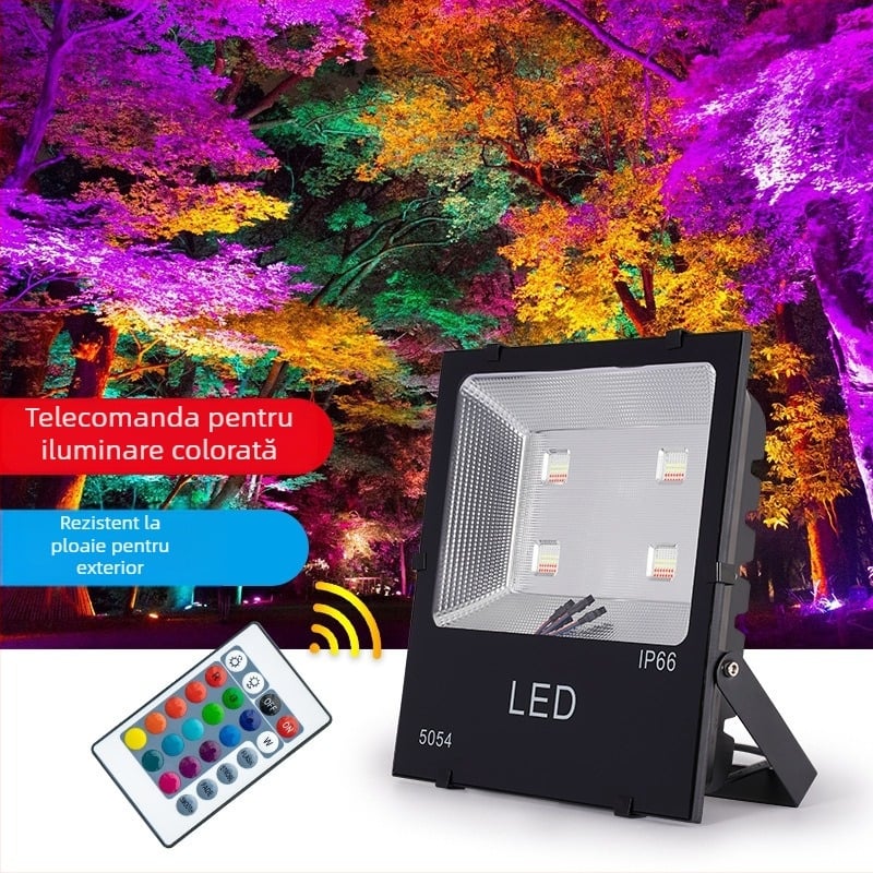 Proiector LED RGB pentru exterior, iluminare a copacilor și a peisajelor, rezistent la apă