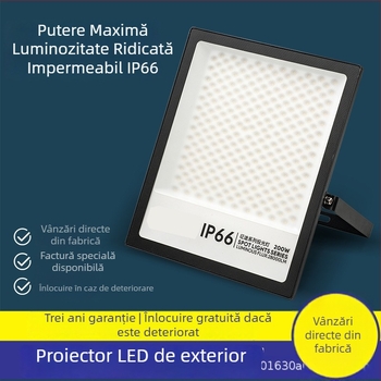 Proiector LED exterior IP66 pentru instalații publicitare, iluminat pentru piețe și stadioane, 6000 lm, CRI 85, fascicul 180°, carcasă din aluminiu, 50–400W