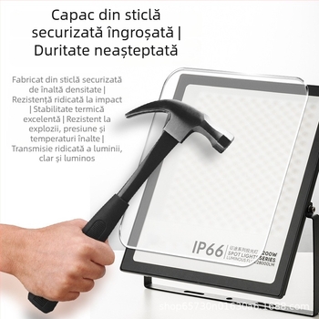 Proiector LED exterior IP66 pentru instalații publicitare, iluminat pentru piețe și stadioane, 6000 lm, CRI 85, fascicul 180°, carcasă din aluminiu, 50–400W