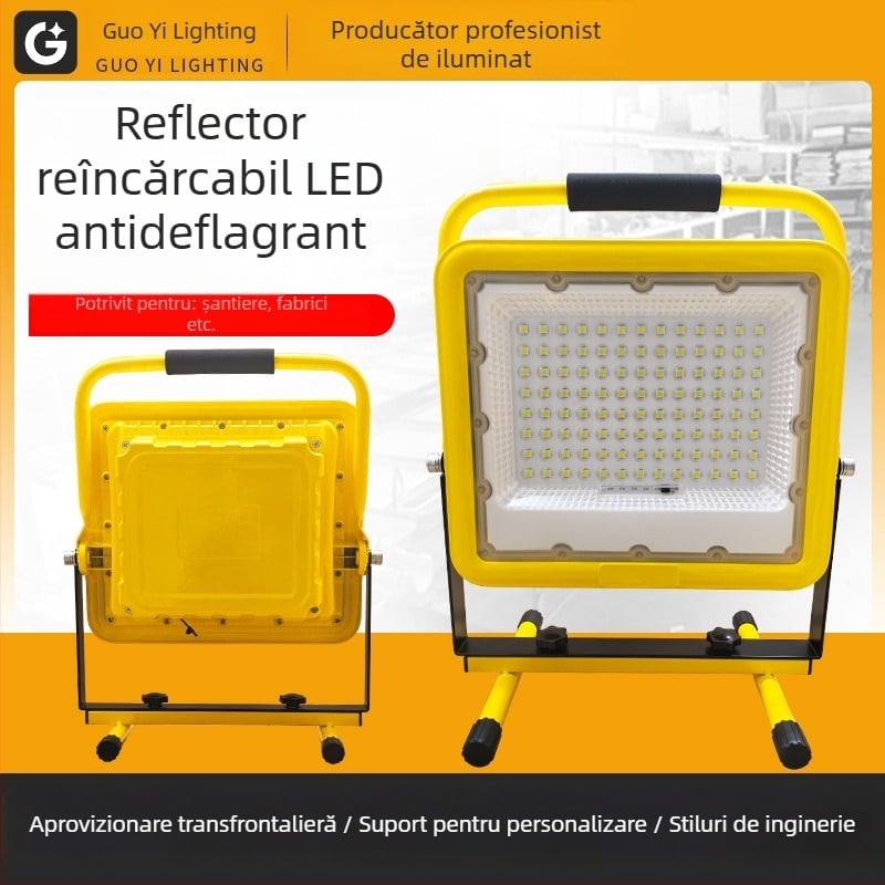 Proiector LED anti-explozie, impermeabil exterior, reîncărcabil, portabil pentru camping și situații de urgență