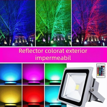 Proiector LED RGB, colorat, cu telecomandă, exterior, iluminare pentru copaci, grădină și parc, rezistent la apă