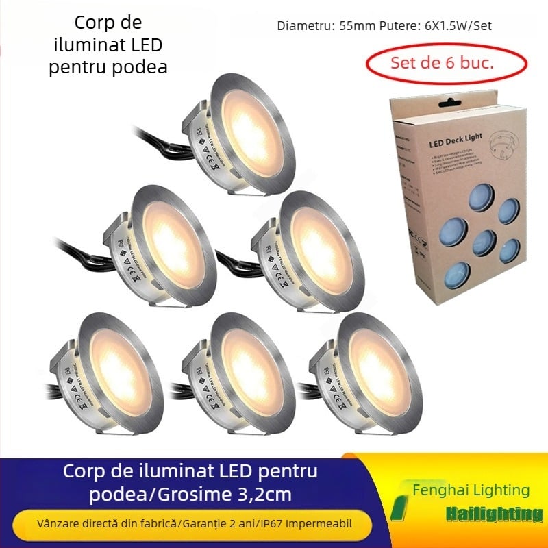LED exterior rezistent la apă pentru podea și trepte, încastrat în perete, cu efect cer înstelat