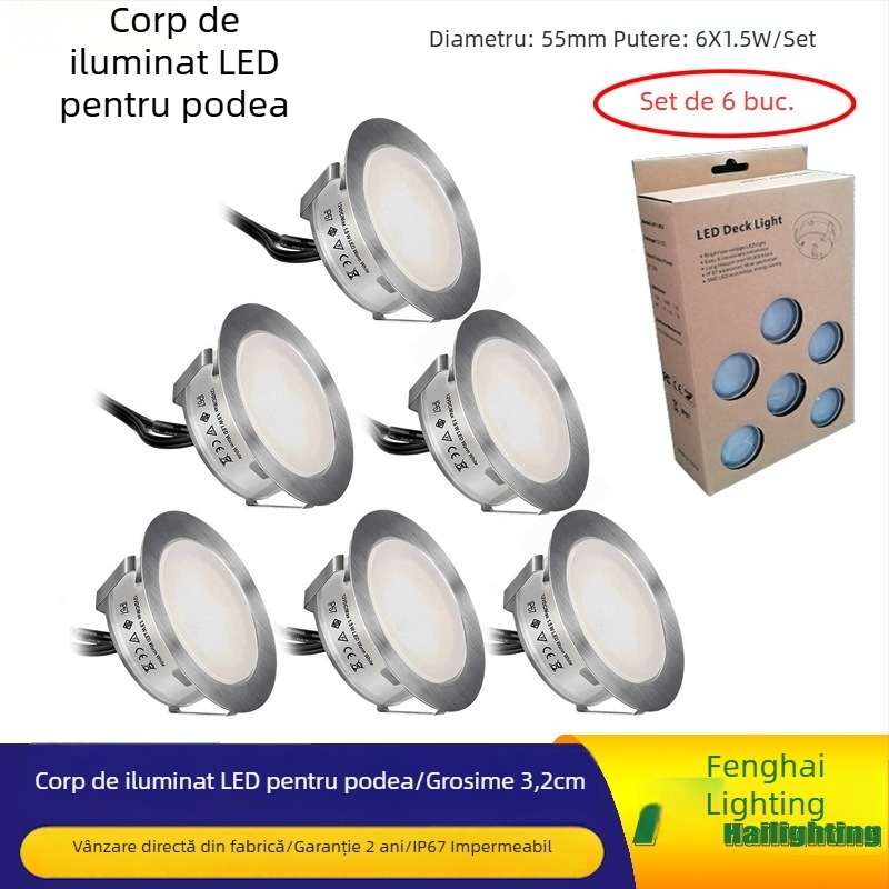 LED exterior rezistent la apă pentru podea și trepte, încastrat în perete, cu efect cer înstelat