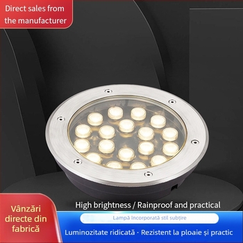 LED încastrat ultra-subțire, lampă subterană impermeabilă pentru exterior, iluminare circulară centrală pentru parcuri și pieţe