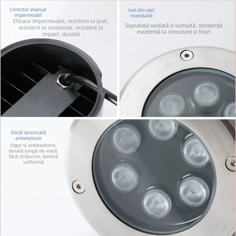 Lumină LED subterană 24V IP68 – iluminat exterior impermeabil pentru curte, peisaj și copac (utilizare submersibilă)