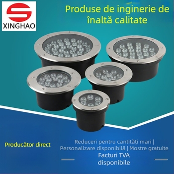 Lumină LED subterană, rotundă, din oțel inoxidabil, iluminat exterior impermeabil pentru trepte, unghi reglabil