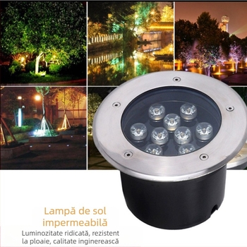 Lumină LED subterană, rotundă, din oțel inoxidabil, iluminat exterior impermeabil pentru trepte, unghi reglabil