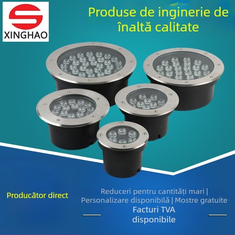 Lumină LED subterană, rotundă, din oțel inoxidabil, iluminat exterior impermeabil pentru trepte, unghi reglabil