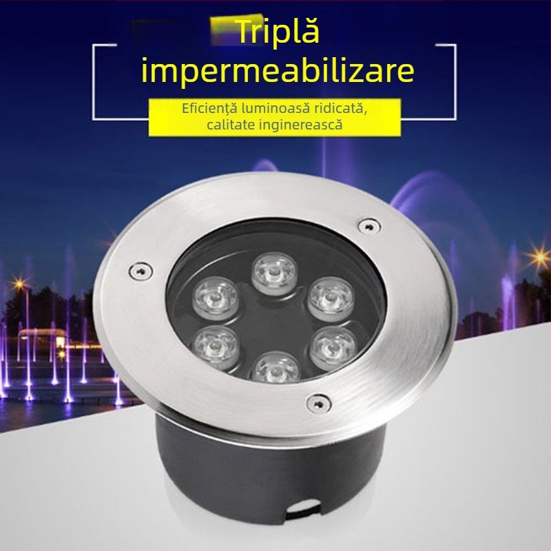 Lumină LED subterană, rotundă, din oțel inoxidabil, iluminat exterior impermeabil pentru trepte, unghi reglabil