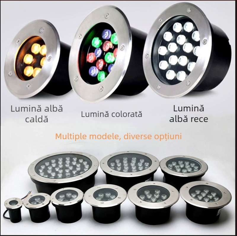 Spot LED subteran impermeabil încastrat pentru grădină și peisaj, curte, gazon, zid exterior – iluminare ultra luminoasă