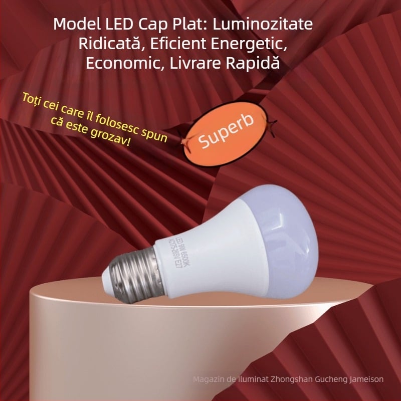 Lampa LED tip ciupercă E27, 7W/9W/15W, înaltă luminozitate, corp din aluminiu cu acoperire din plastic, abajur PC, iluminare pentru casă și spații comerciale