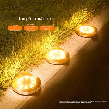 Lampa solară îngropată din oțel inoxidabil, 8 LED, pentru curte și gazon, impermeabil