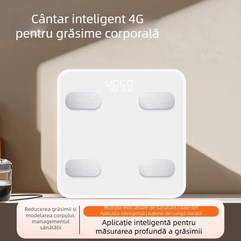 Cântar inteligent pentru corp 4G IoT pentru uz casnic, reîncărcabil, suport pentru integrarea protocoalelor, afișaj LED de 3 inch, măsoară grăsimea corpului și apa