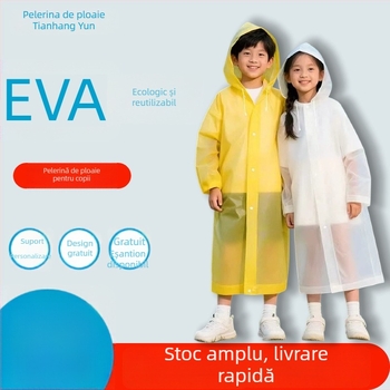 Poncă de ploaie pentru copii din EVA spumă, reutilizabilă, ușoară, pentru drumeții și rafting